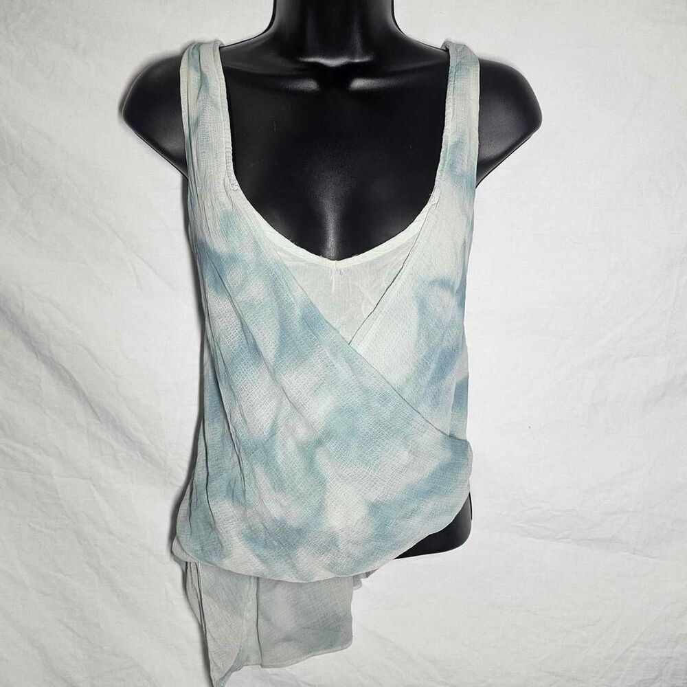Free people blue tie dye assymetrical mermaid siren chiffon top